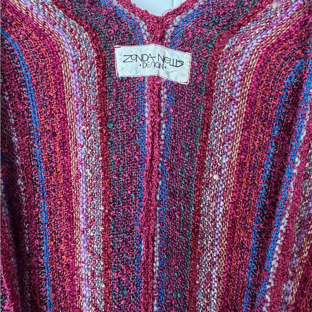 Hand Woven OOAK Vintage Textured Open-Front Kimono Cardigan by Zonda Nellis